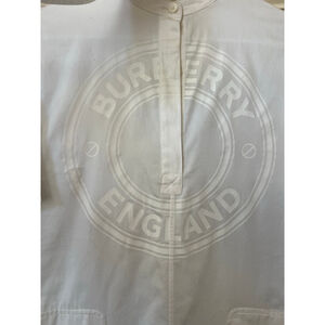 NWT Burberry White Logo Short Sleeve Shirtdress Size 4